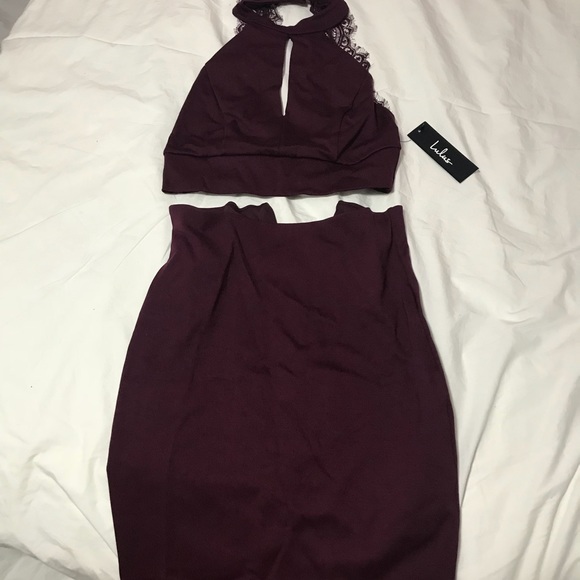 2 piece slim burgundy dress from Lulus - Picture 5 of 8
